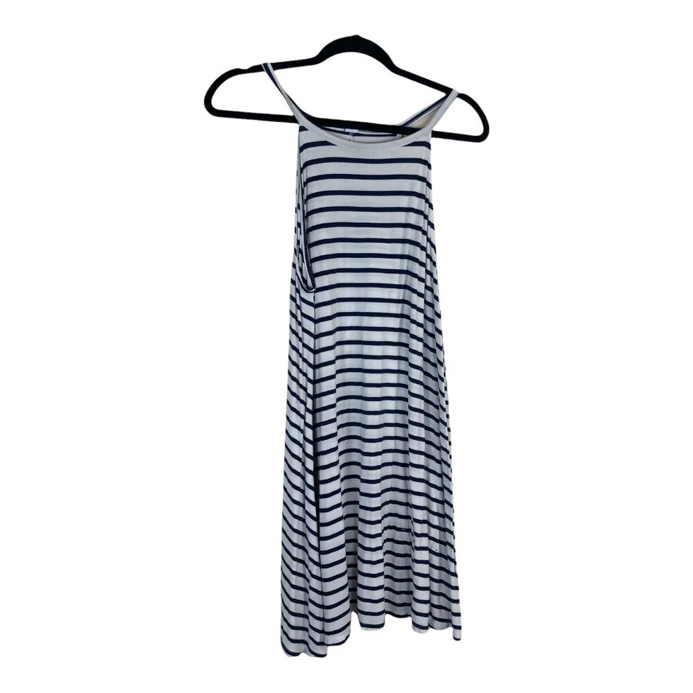 Old Navy M Smock Dress Sleeveless Striped Short Casual Round Neck Womens Stretch